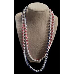 Groovy 1960's Patriotic Red White and Blue Necklace